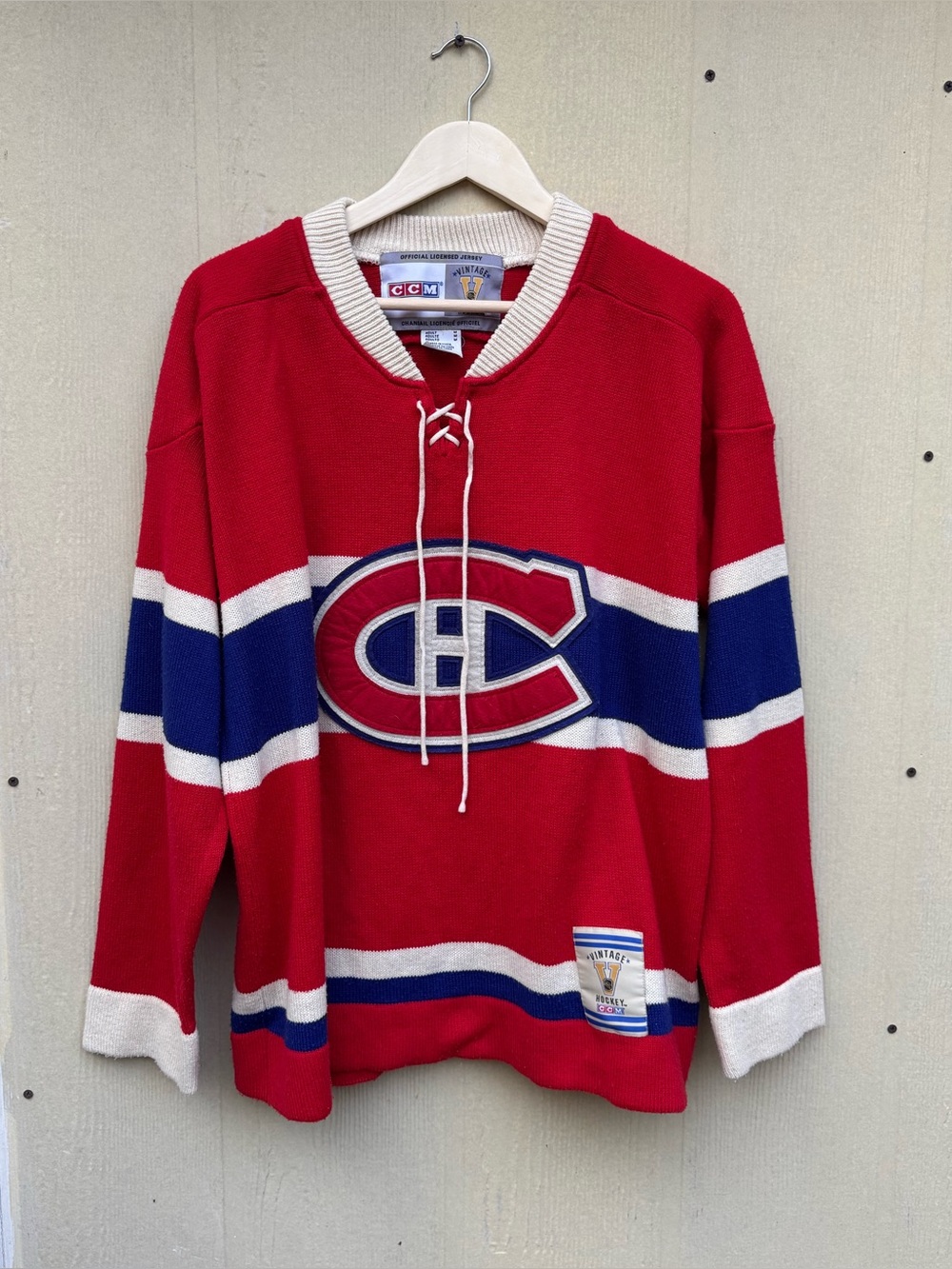 Vintage Montreal Knit Acrylic wool Sweater Jersey Mens Size M NHL CCM